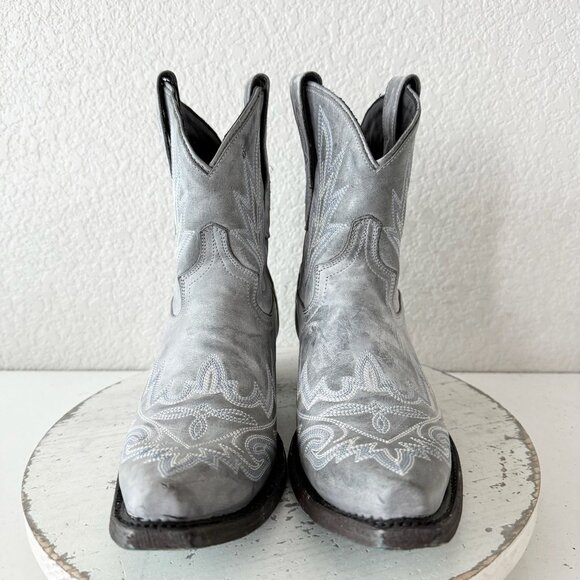 Lane LEXINGTON Womens Cowboy Bootie 8 Washed Denim Western Cowgirl Short Boots - Picture 5 of 12